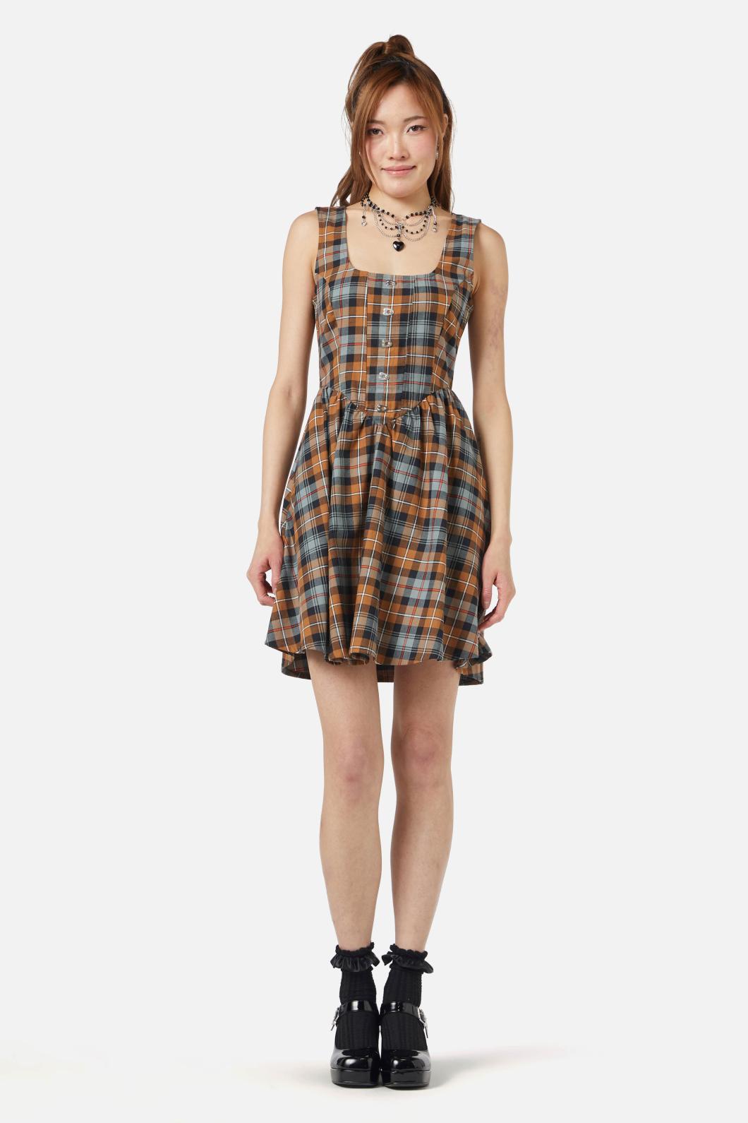 Dangerfield - Kit Tartan Corset Dress - brown