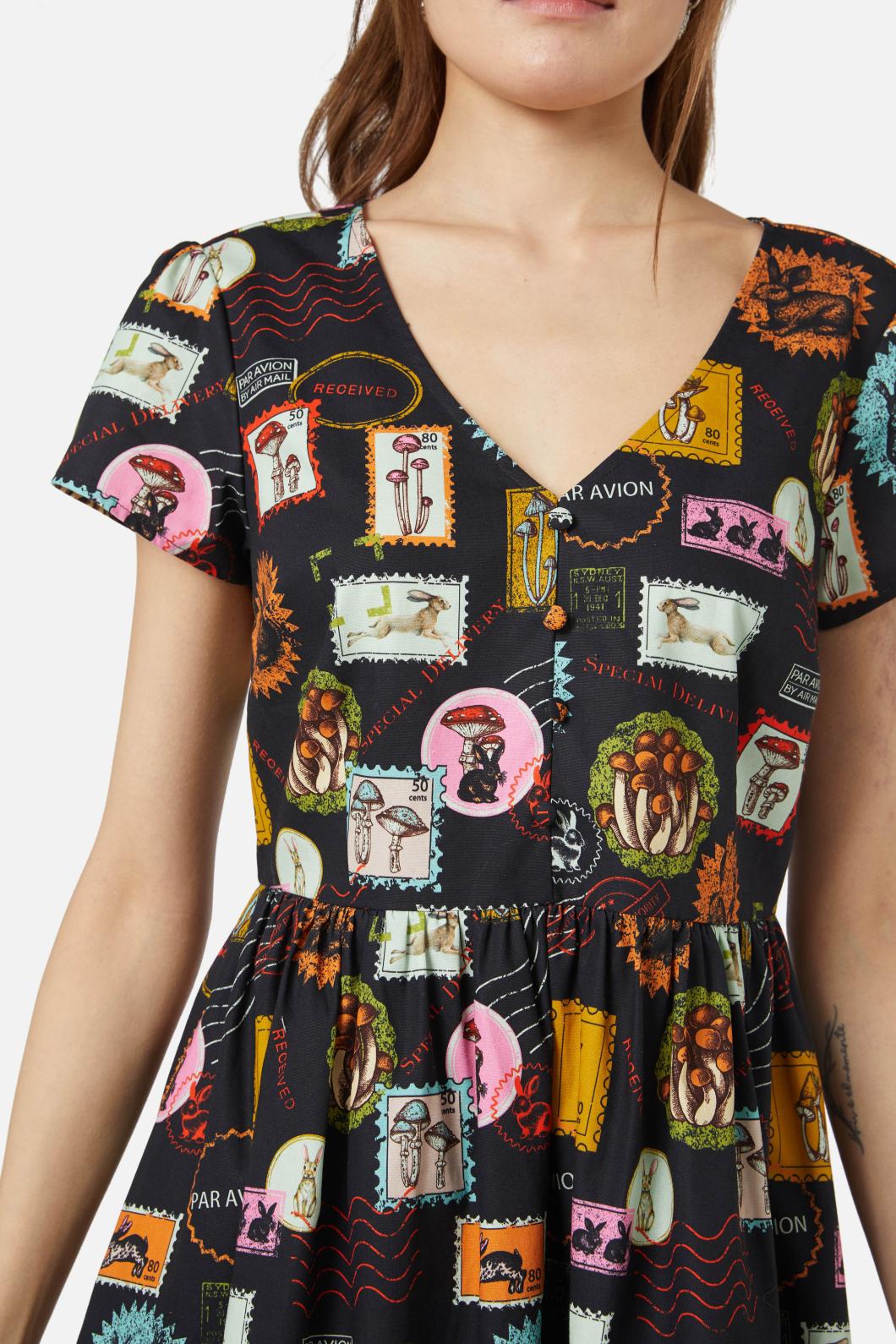 Dangerfield - Old Postal Printed Dress - multi
