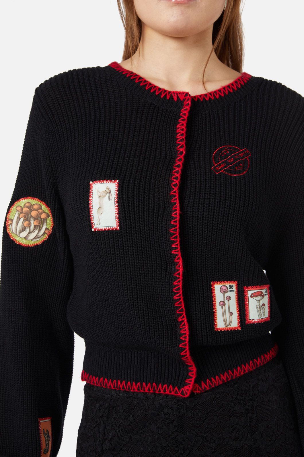 Dangerfield - Old Postal Patch Cardi - black
