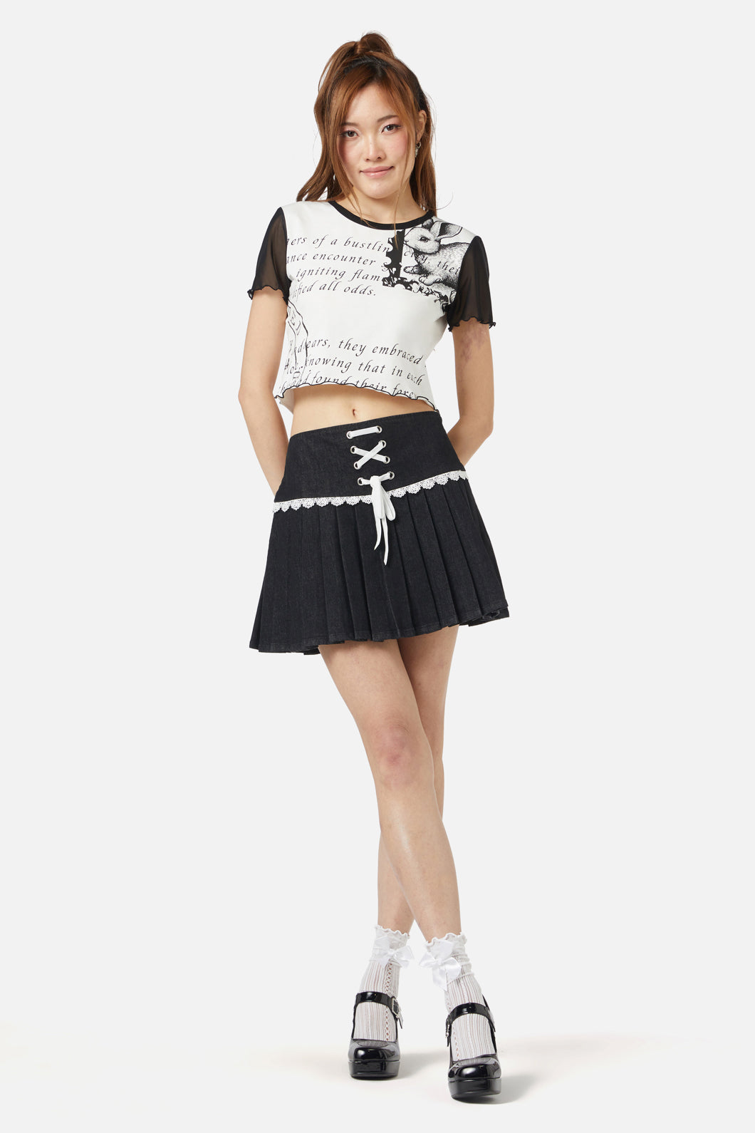 Dangerfield - Old Postal Contrast Baby Tee - white-black