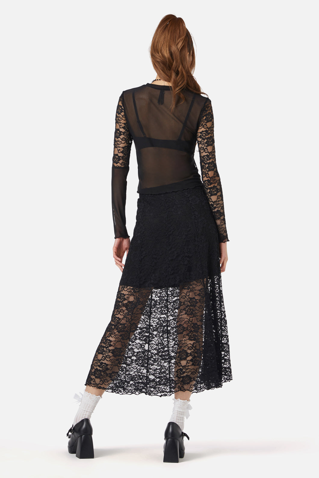 Dangerfield - Lace Midi Skirt - black