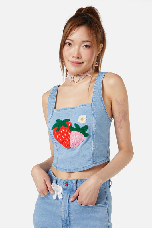 Dangerfield - Crush On U Denim Corset - blue