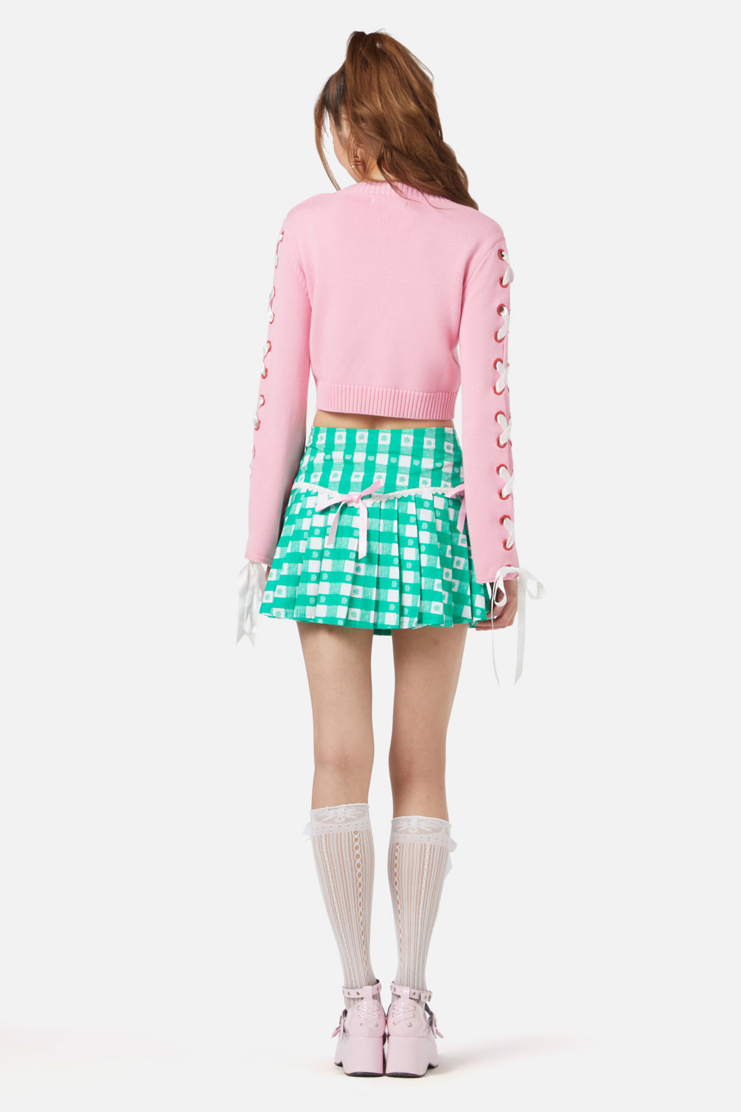Dangerfield - Milkshake Lace Up Cardi - pink