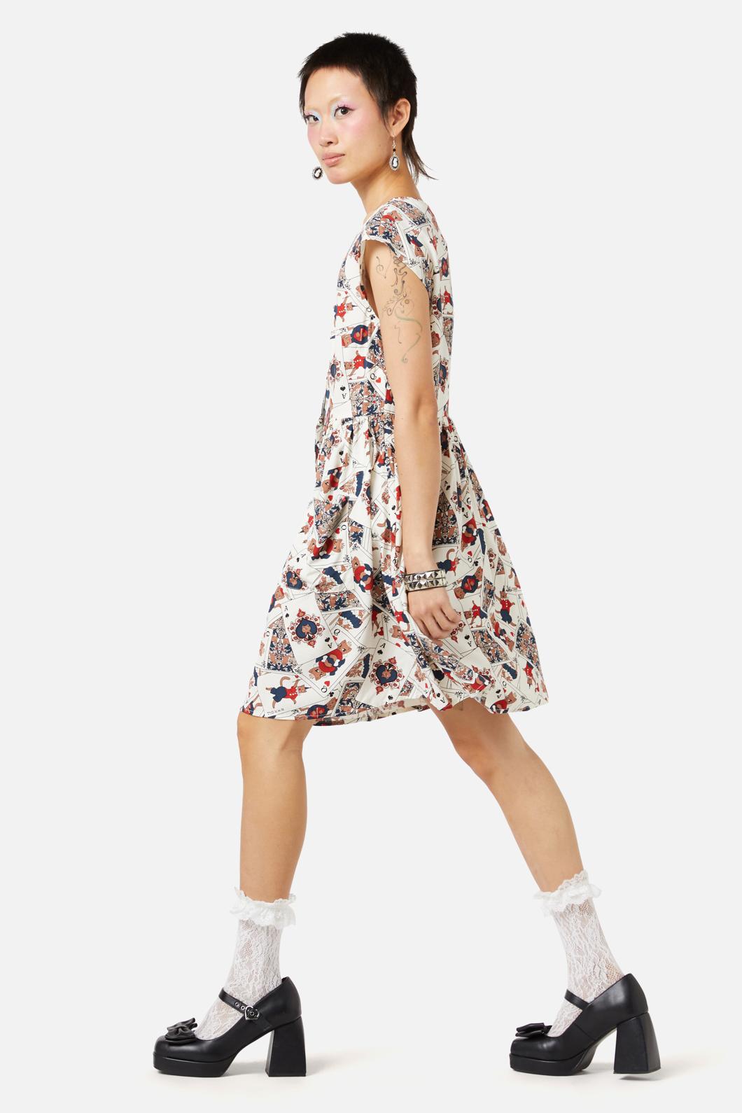 Dangerfield - Queen Of Cats Print Dress - cream