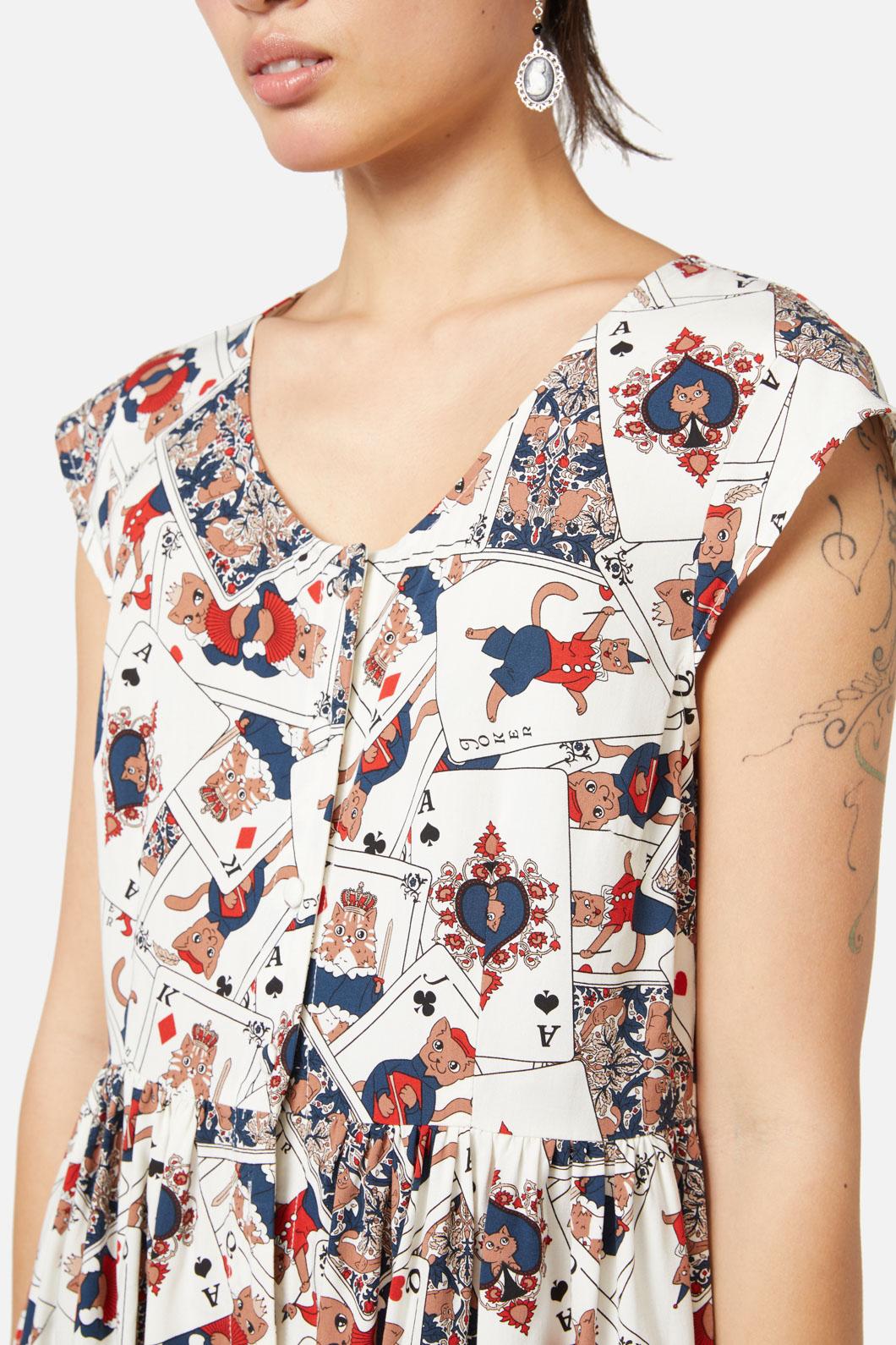 Dangerfield - Queen Of Cats Print Dress - cream