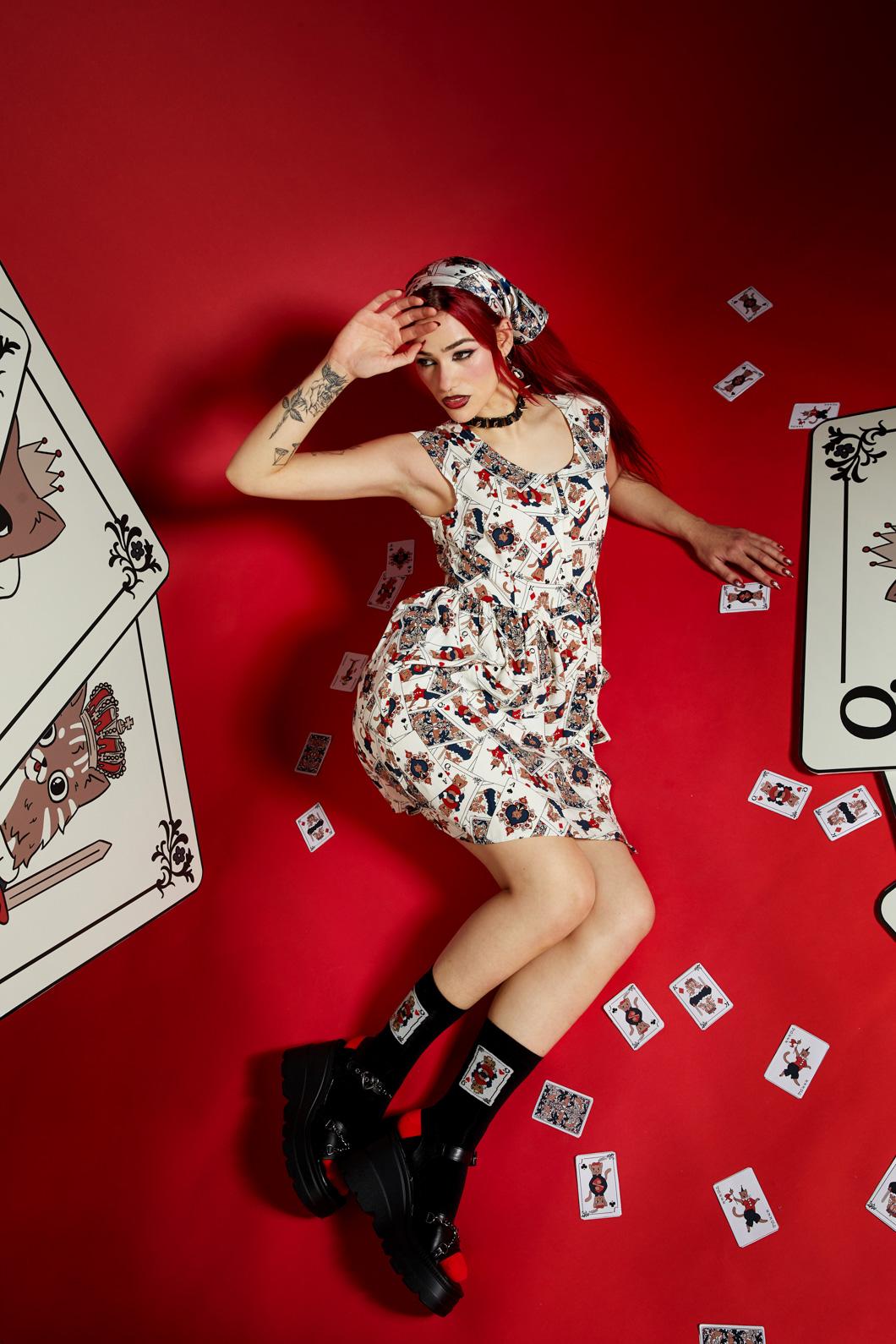 Dangerfield - Queen Of Cats Print Dress - cream