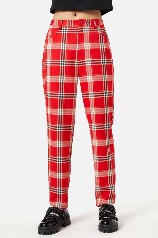 Dangerfield - Queen Of Cats Tartan Pant - red