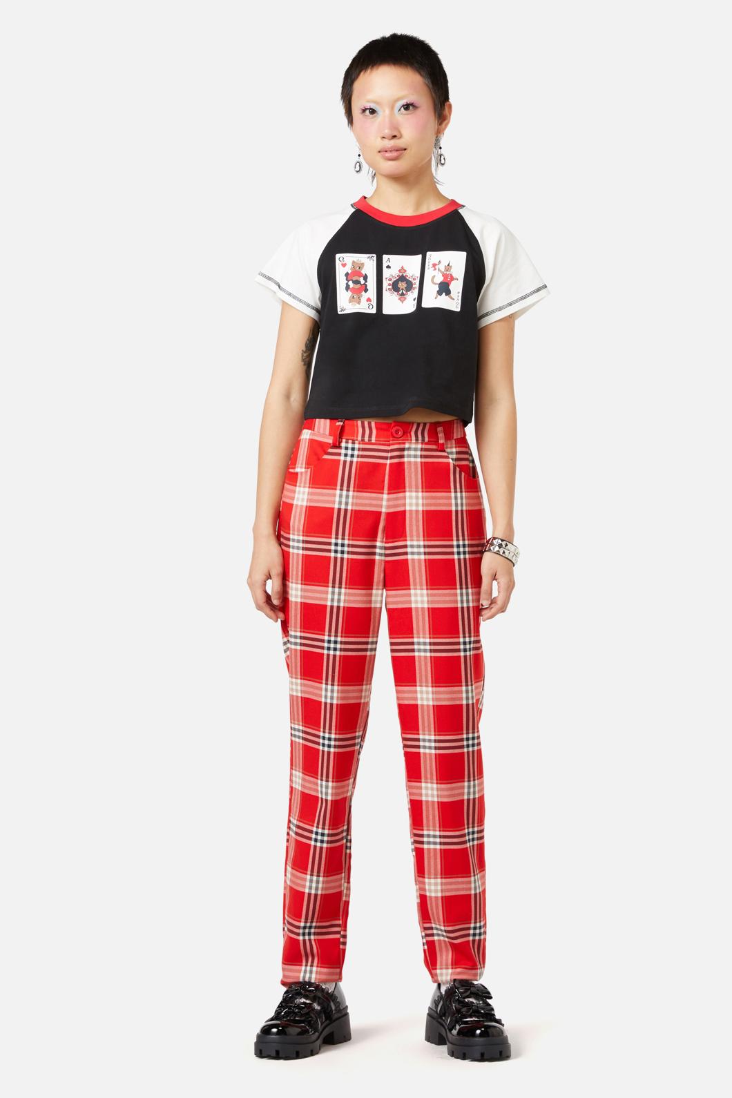 Dangerfield - Queen Of Cats Tartan Pant - red