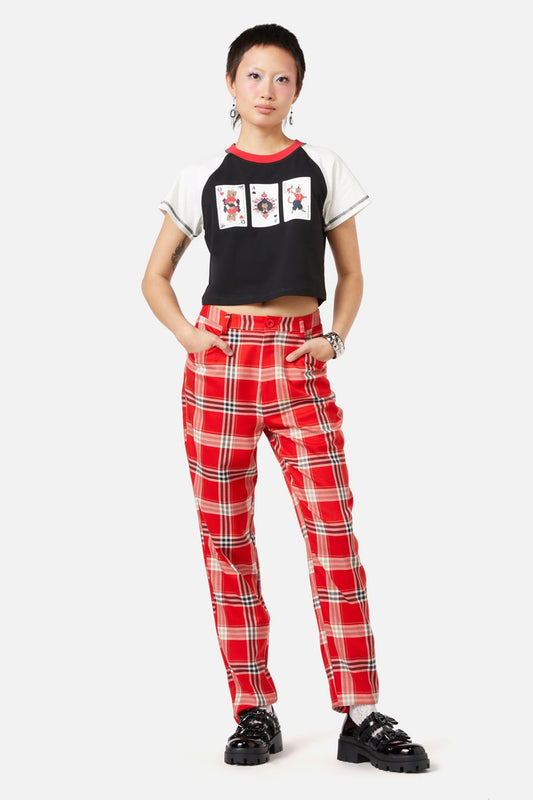 Dangerfield - Queen Of Cats Tartan Pant - red