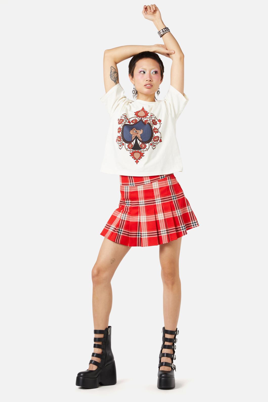 Dangerfield - Queen Of Cats Tartan Skort - red