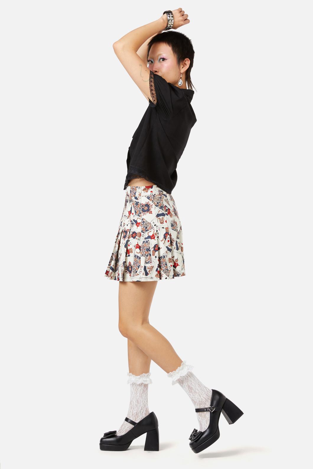 Dangerfield - Queen Of Cats Print Skort - cream