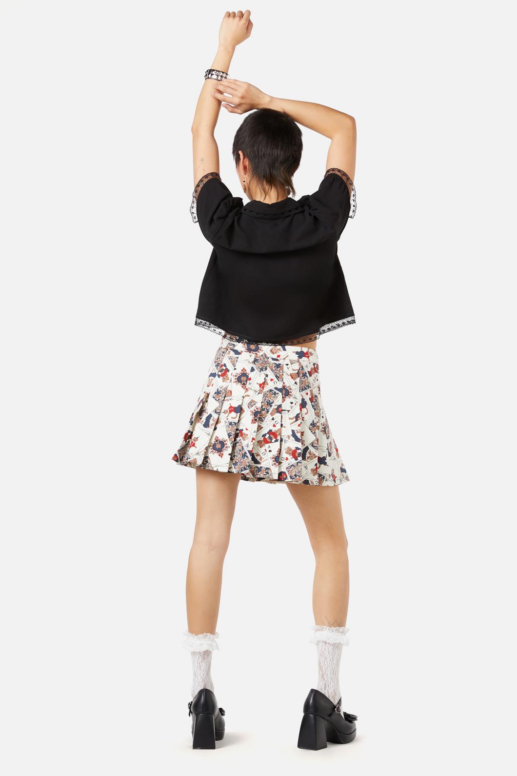 Dangerfield - Queen Of Cats Print Skort - cream