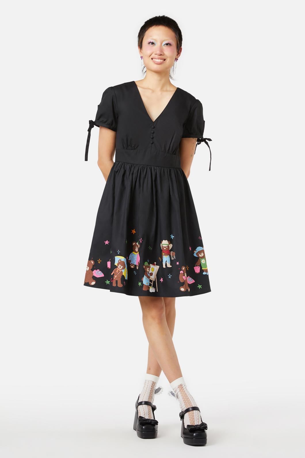 Dangerfield - Teddy Bear Border Dress - black