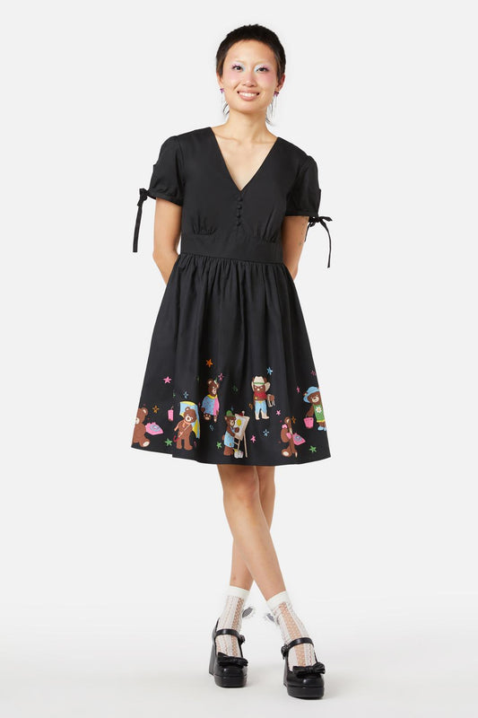 Dangerfield - Teddy Bear Border Dress - black