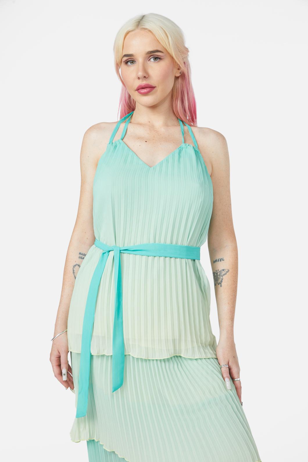 Dangerfield - Shell Halter Neck Top - teal