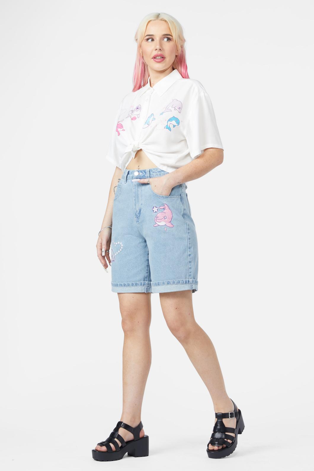 Dangerfield - Dolphin Emb Short - blue