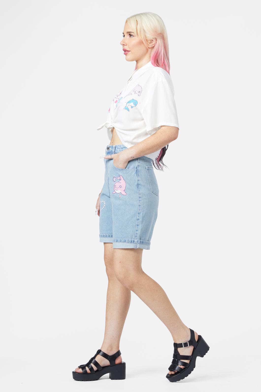 Dangerfield - Dolphin Emb Short - blue