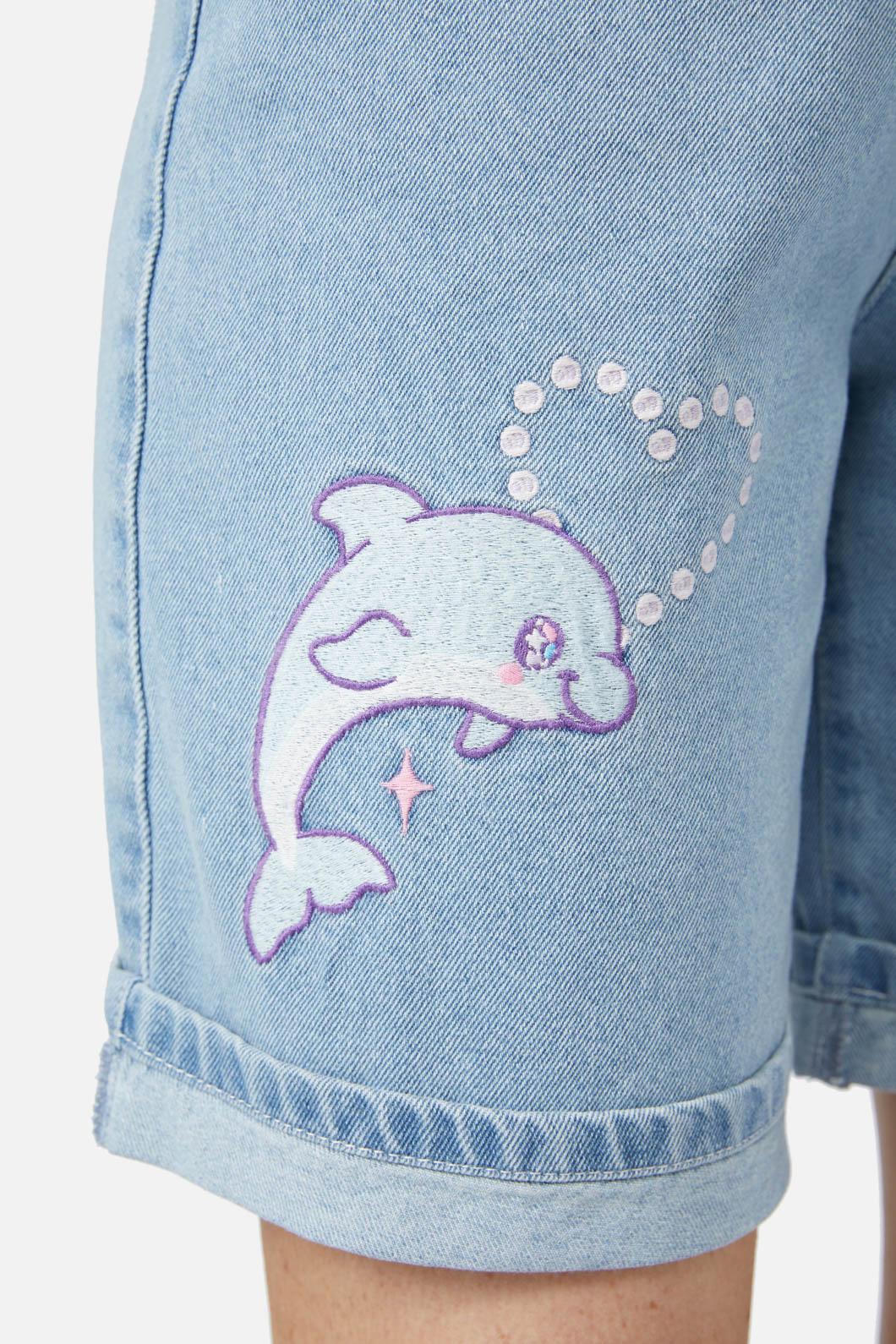 Dangerfield - Dolphin Emb Short - blue