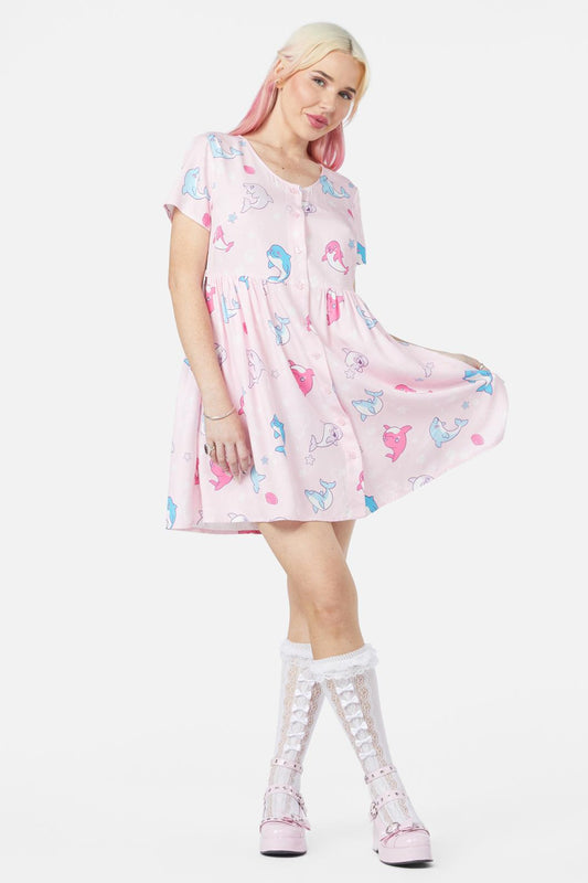 Dangerfield - Dolphin Pod Dress - pink