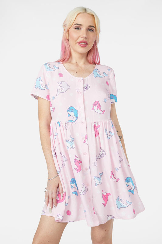 Dangerfield - Dolphin Pod Dress - pink