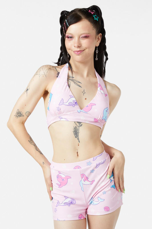 Dangerfield - Dolphin Pod Swim Top - pink