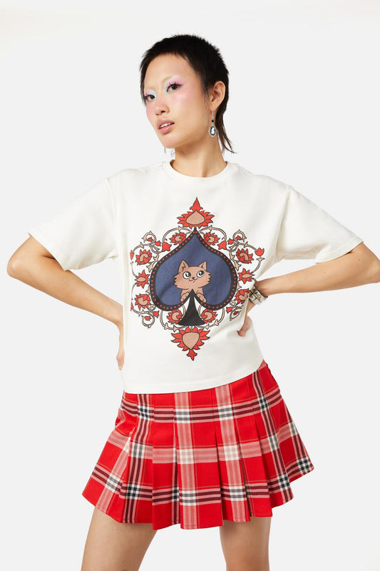 Dangerfield - Queen Of Cats Placement Tee - cream