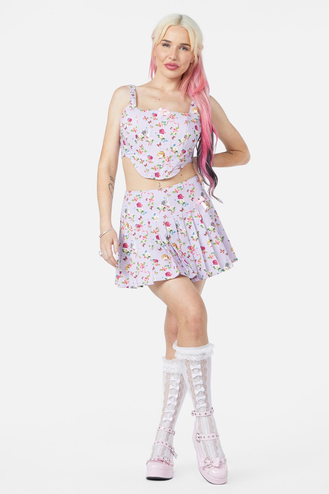 Dangerfield - Kitsch Kitty Print Skort - purple
