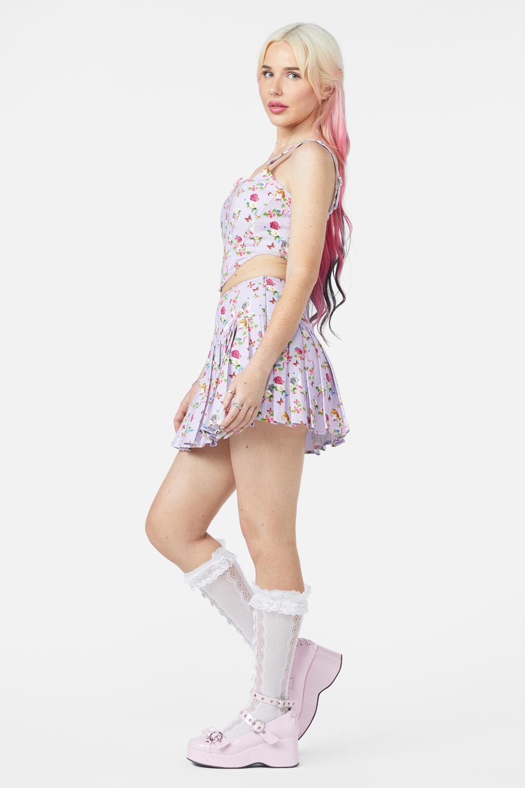 Dangerfield - Kitsch Kitty Print Corset Top - purple