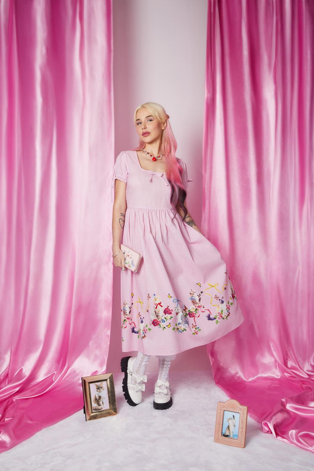 Dangerfield - Kitsch Kitty Midi Dress - pink