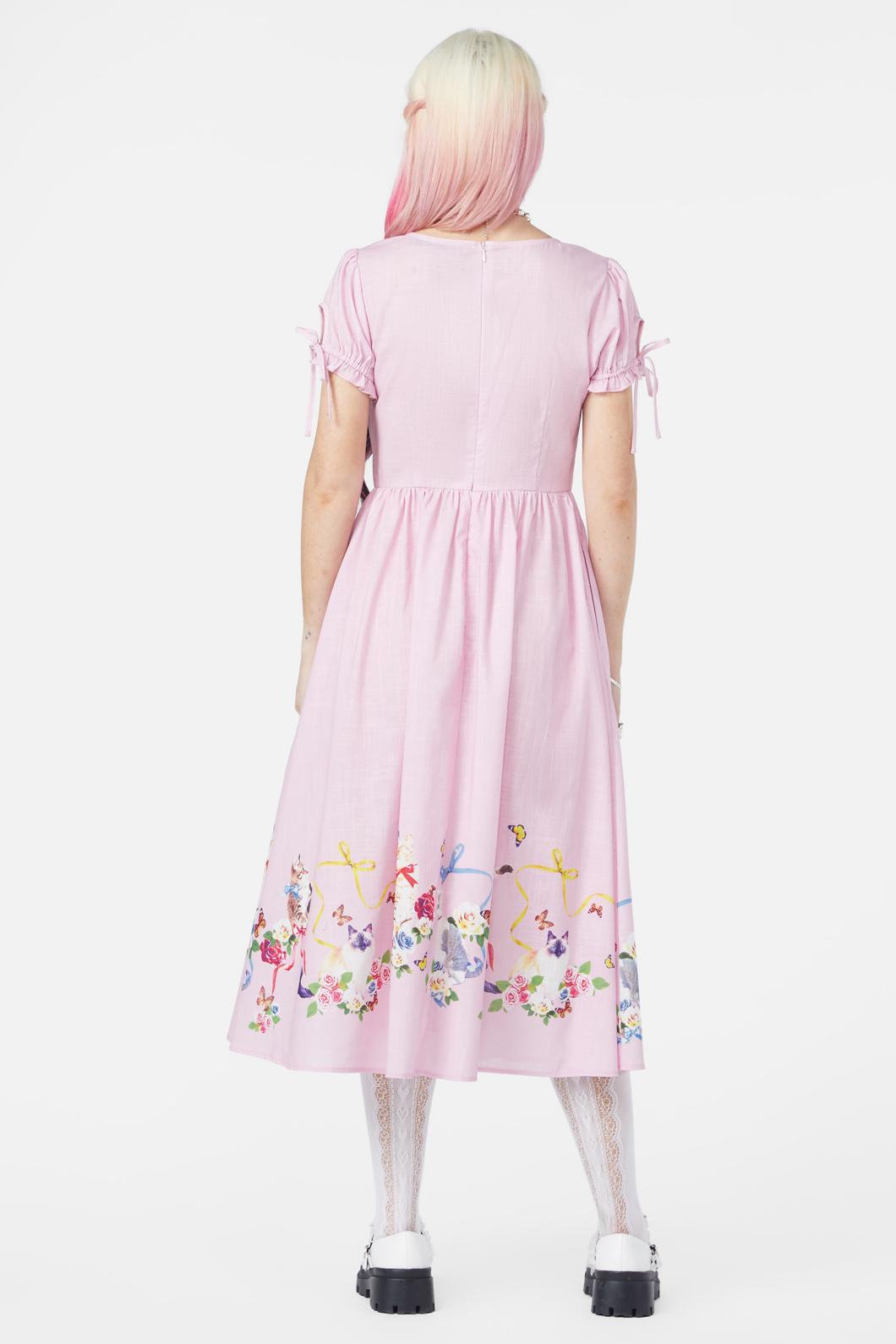 Dangerfield - Kitsch Kitty Midi Dress - pink