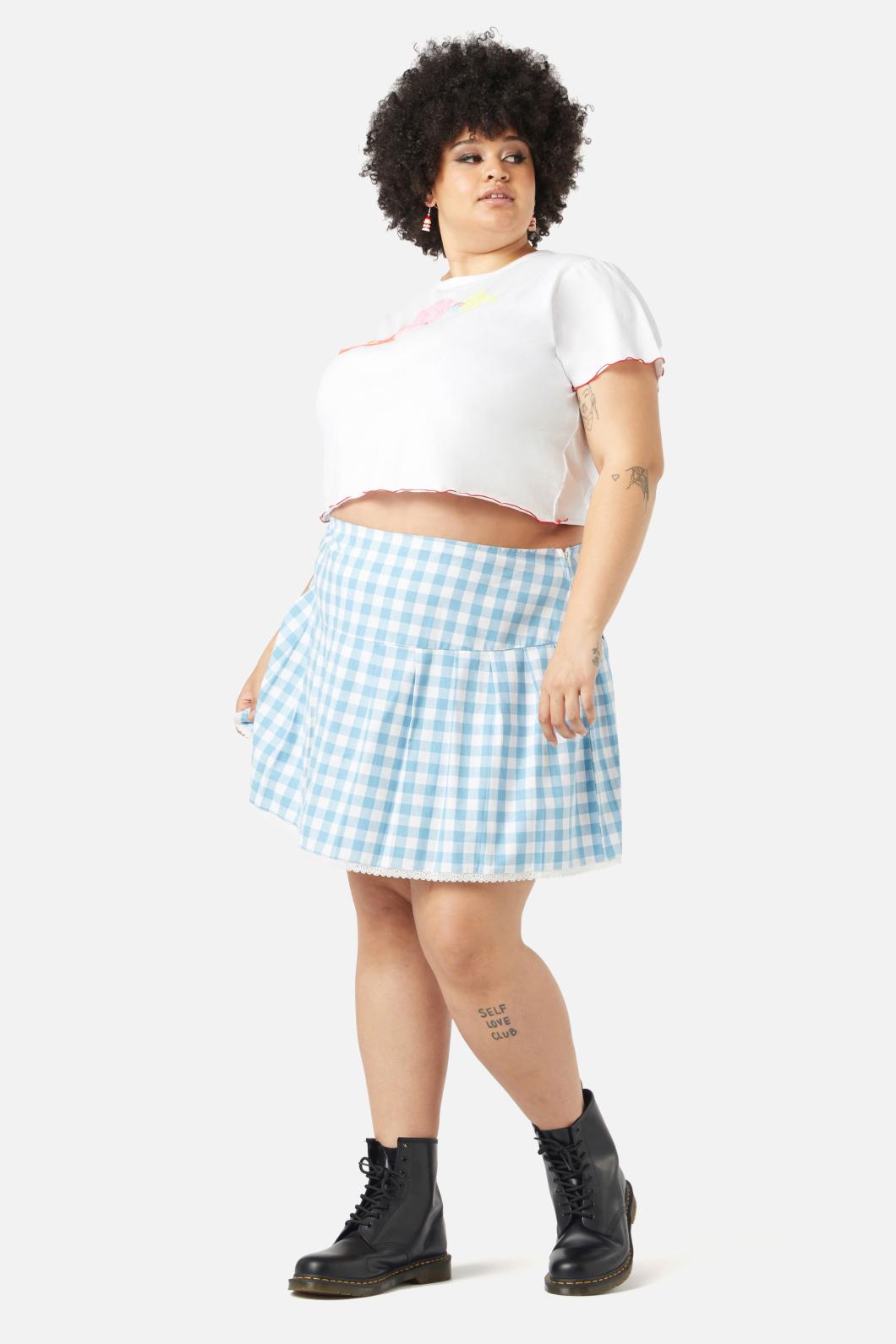 Dangerfield - Curve Catrina Gingham Skirt - blue