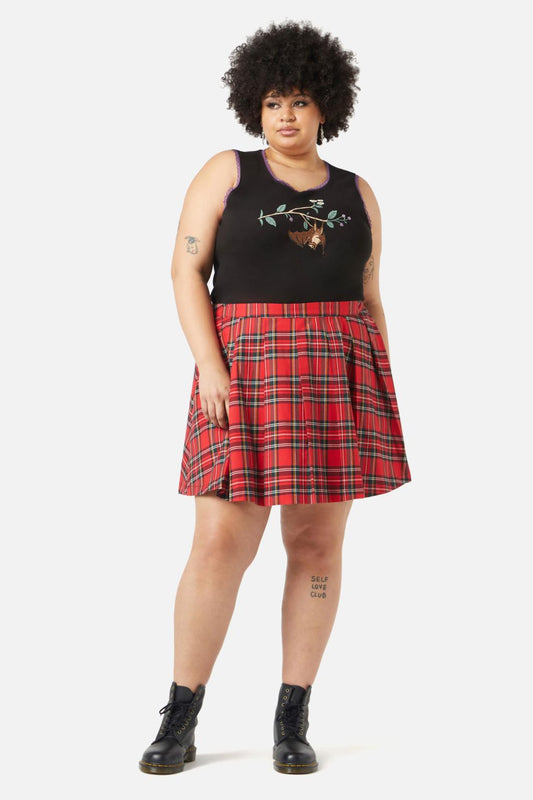 Dangerfield - Curve Chosen Tartan Skirt - red