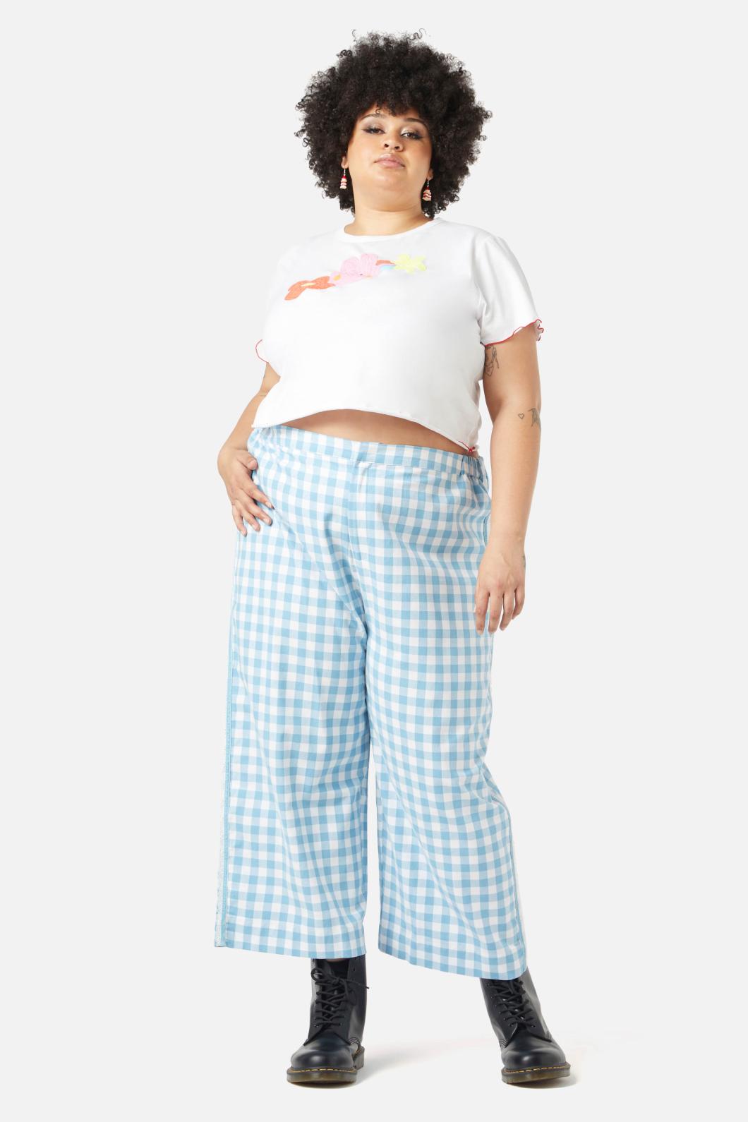 Dangerfield - Curve Catrina Gingham Pants - blue