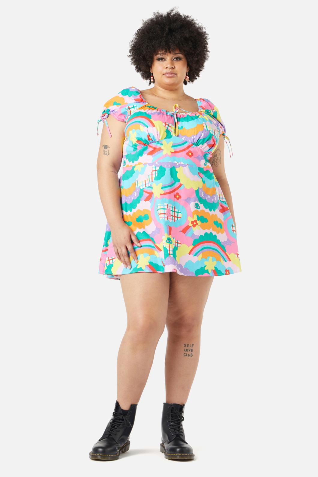 Dangerfield - Curve Idolize Babydoll Dress - rainbow