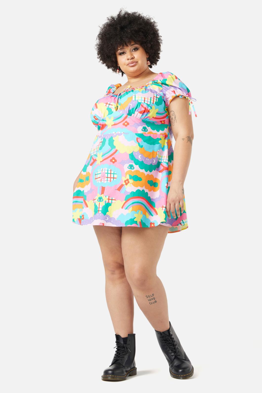 Dangerfield - Curve Idolize Babydoll Dress - rainbow