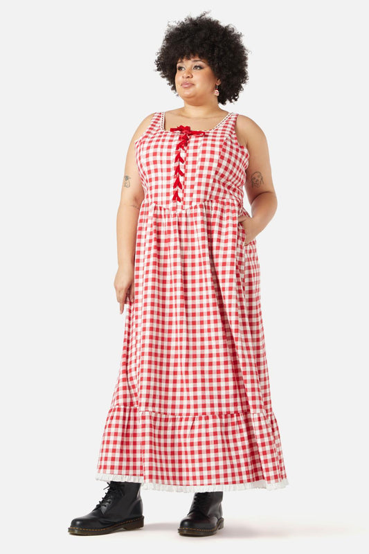 Dangerfield - Curve Jam Gingham Corset Dress - red