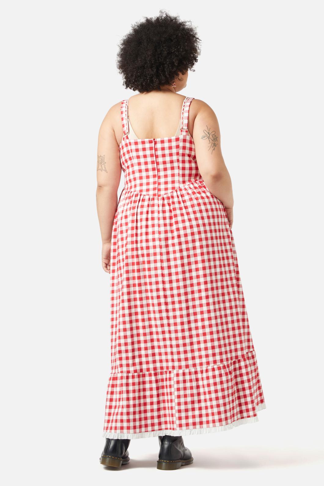 Dangerfield - Curve Jam Gingham Corset Dress - red
