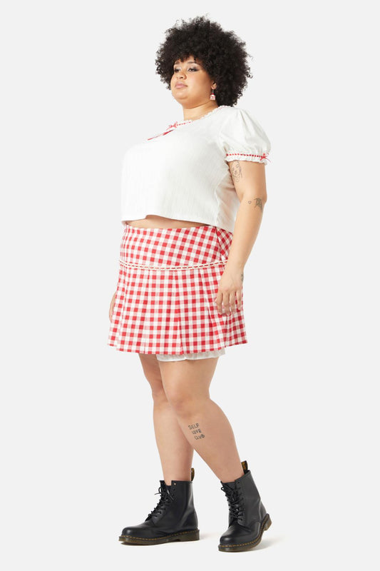 Dangerfield - Curve Jam Gingham Bloomer Skort - red