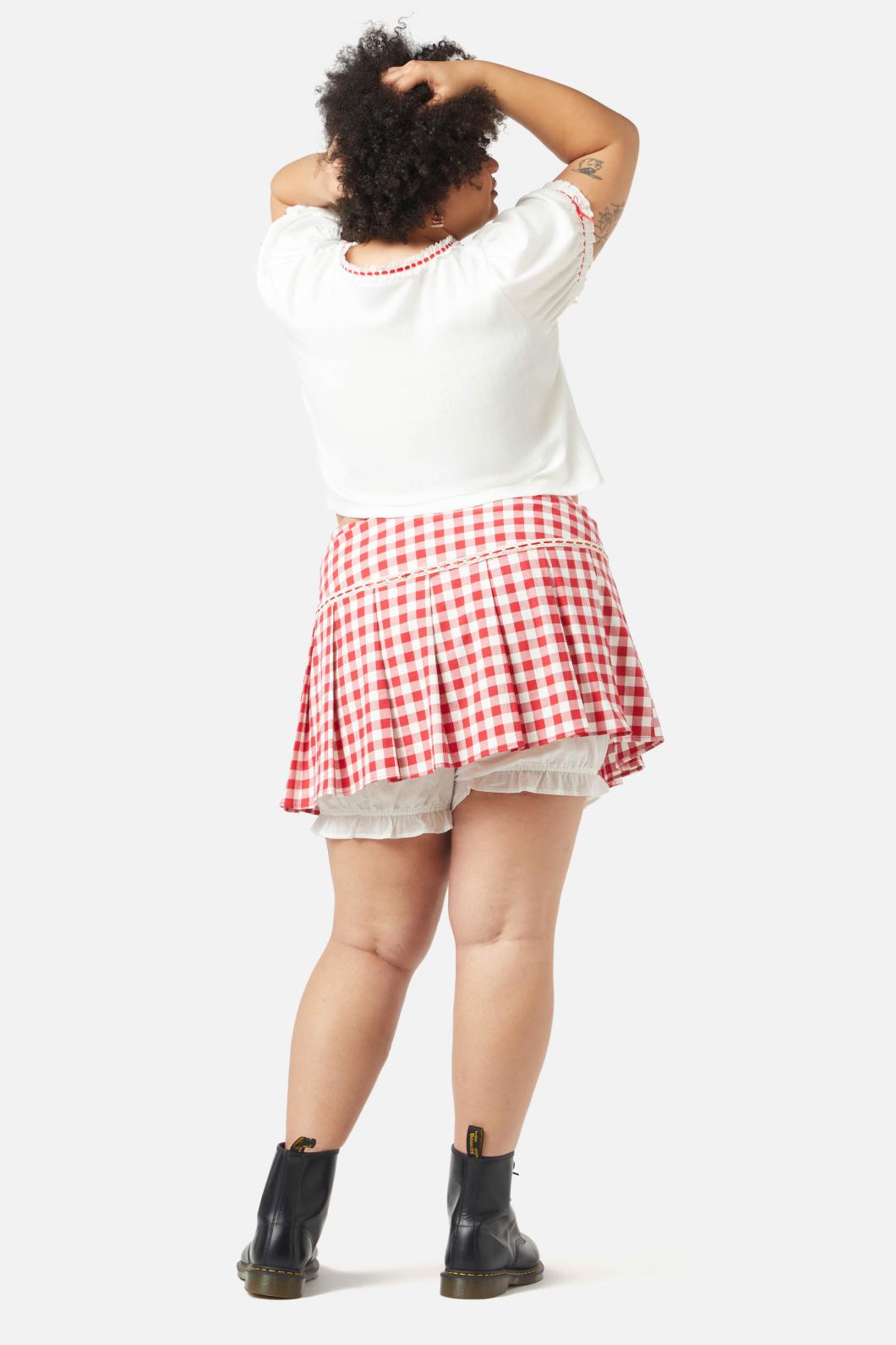 Dangerfield - Curve Jam Gingham Bloomer Skort - red