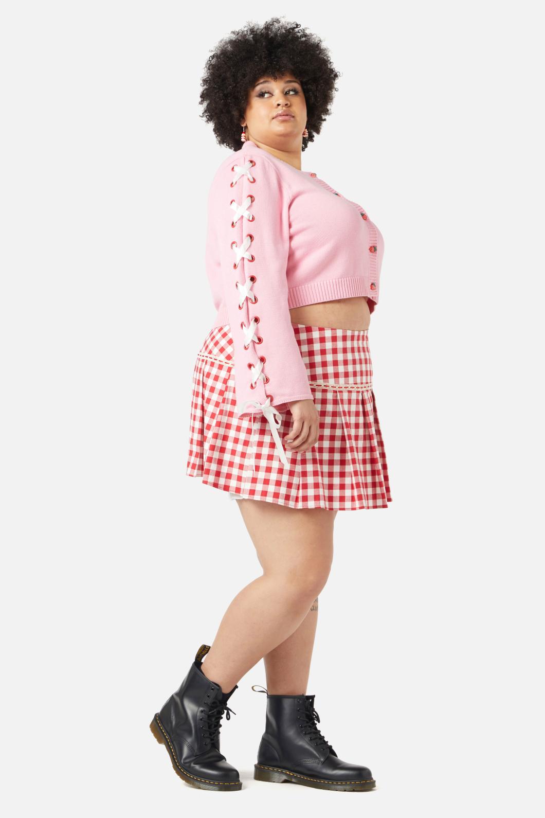 Dangerfield - Curve Candy Lace Up Cardi - pink