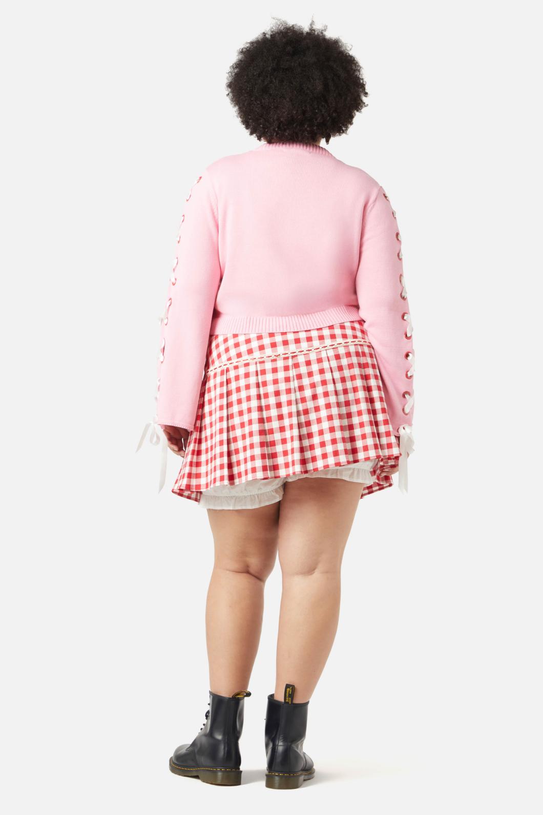 Dangerfield - Curve Candy Lace Up Cardi - pink