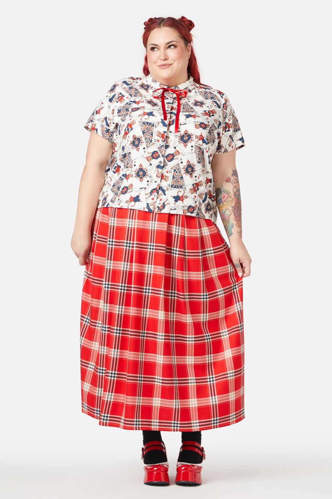 Dangerfield - Curve Queen Of Cats Blouse - cream