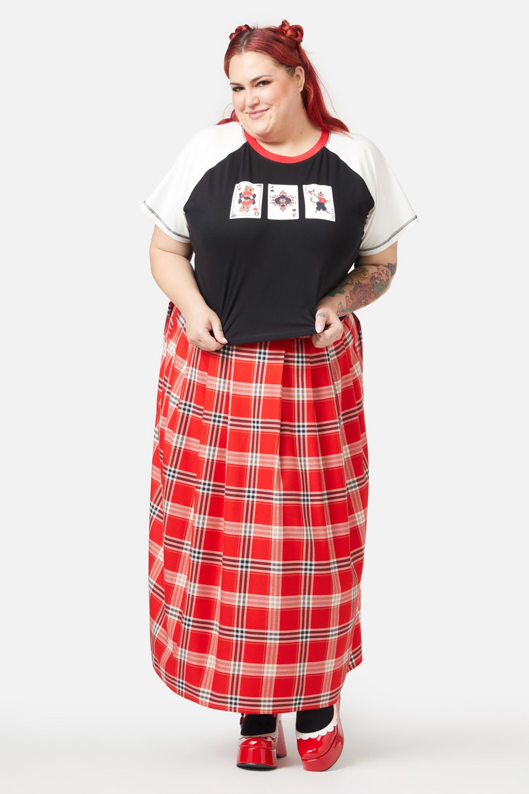 Dangerfield - Curve Queen Of Cats Raglan Tee - black-cream