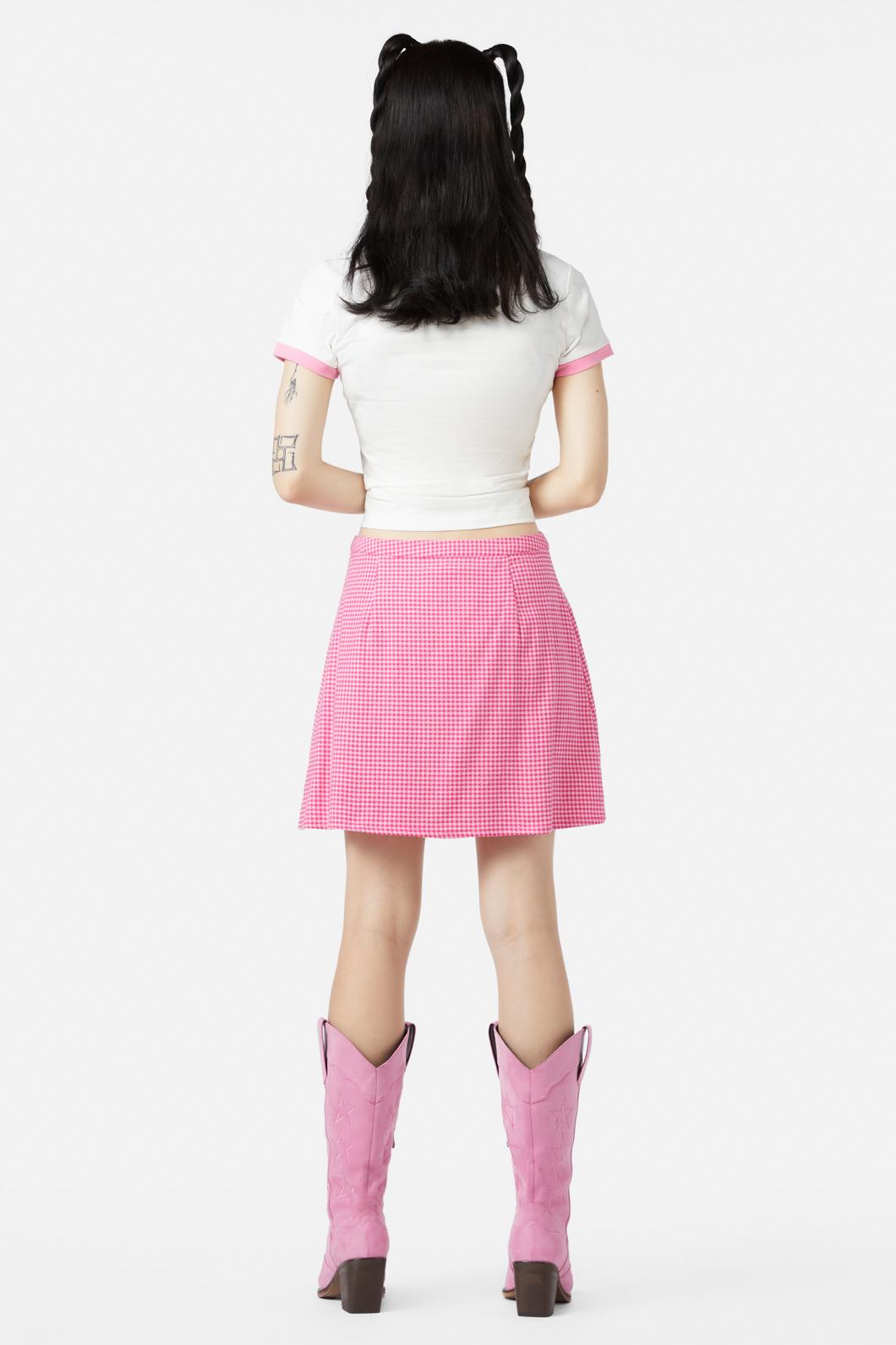 Dangerfield - Maybelle Houndstooth Skirt - pink