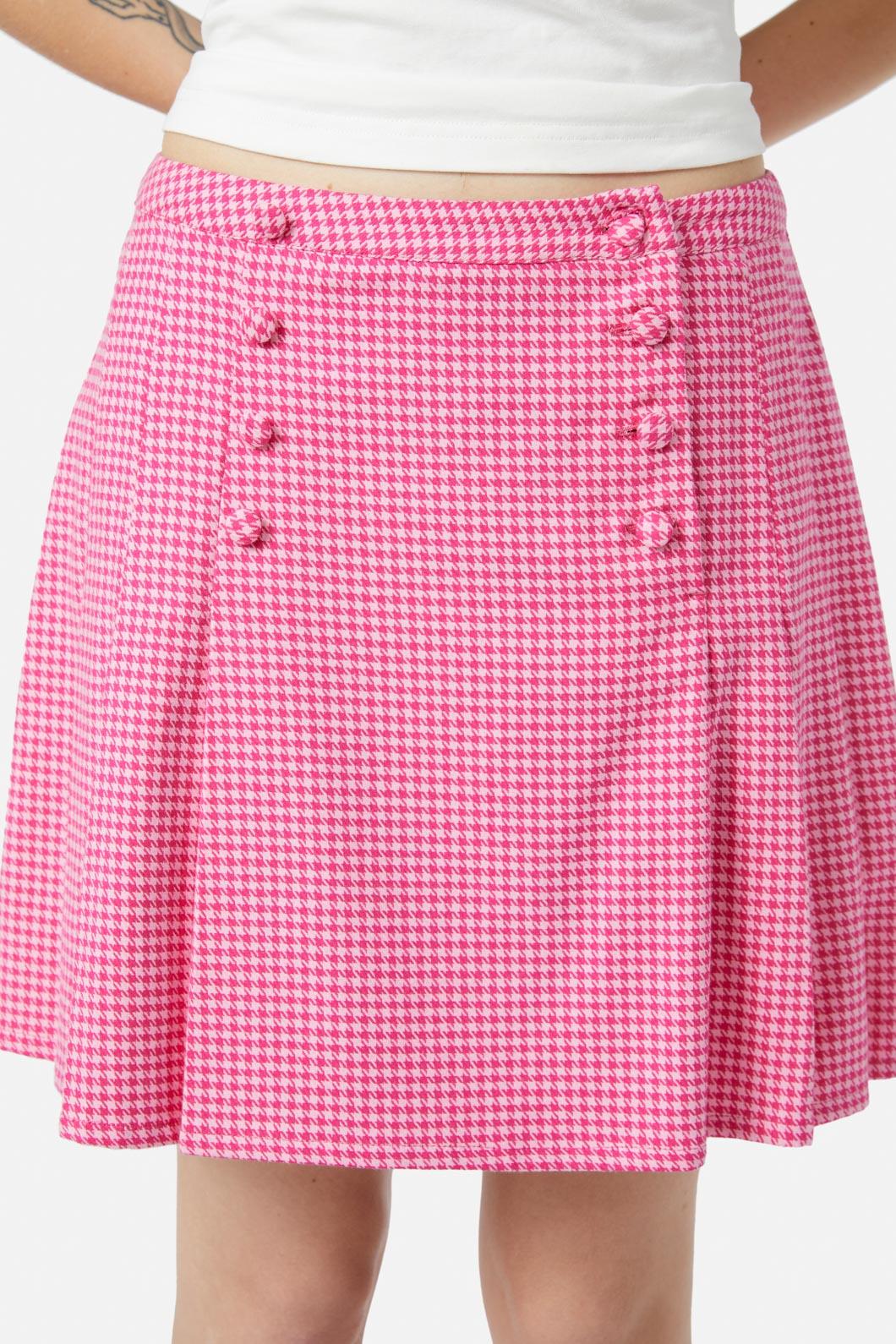 Dangerfield - Maybelle Houndstooth Skirt - pink