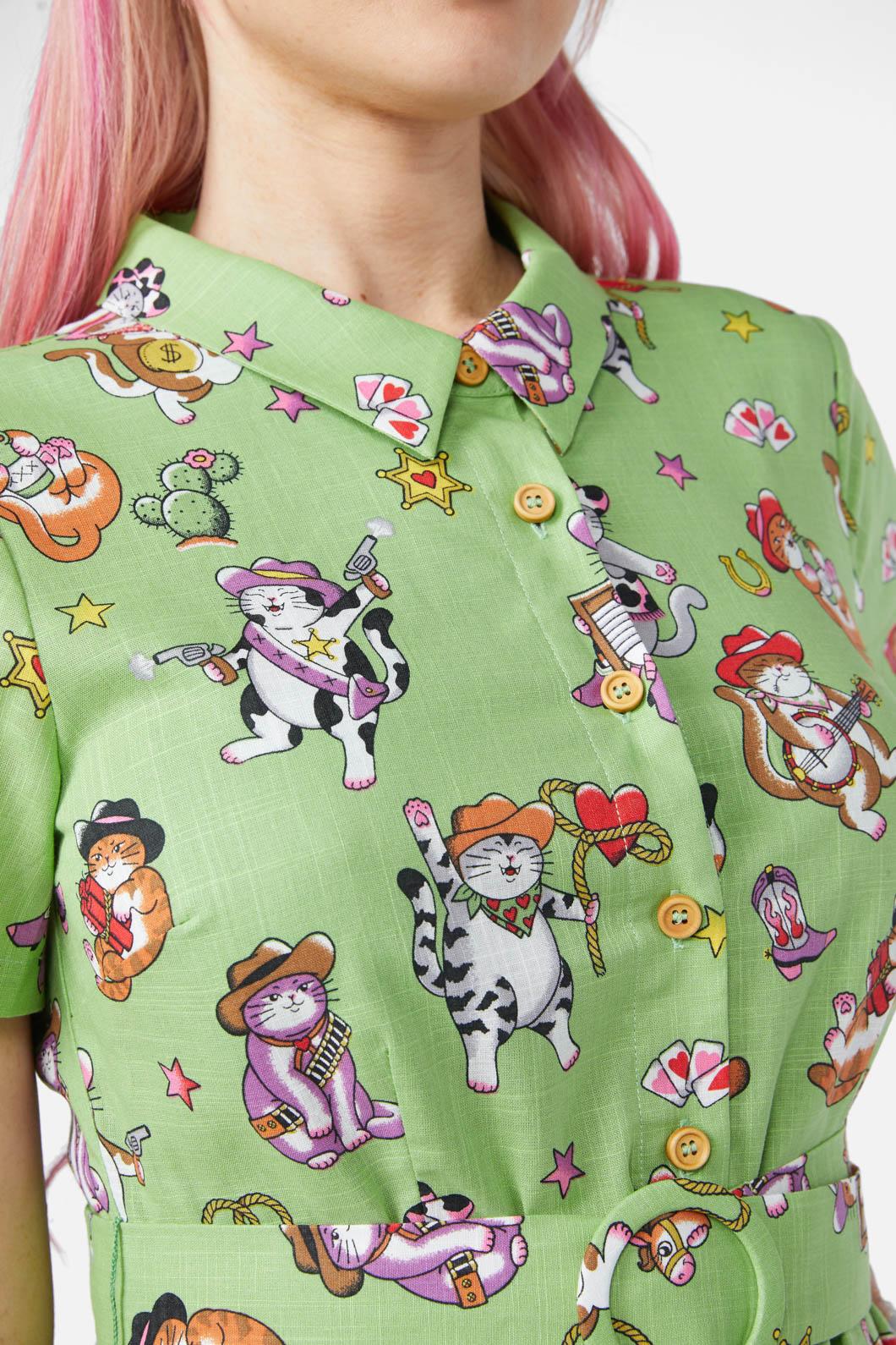 Dangerfield - Meowdy Dress - green