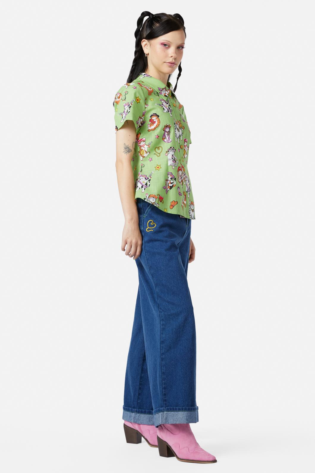 Dangerfield - Meowdy Blouse - green
