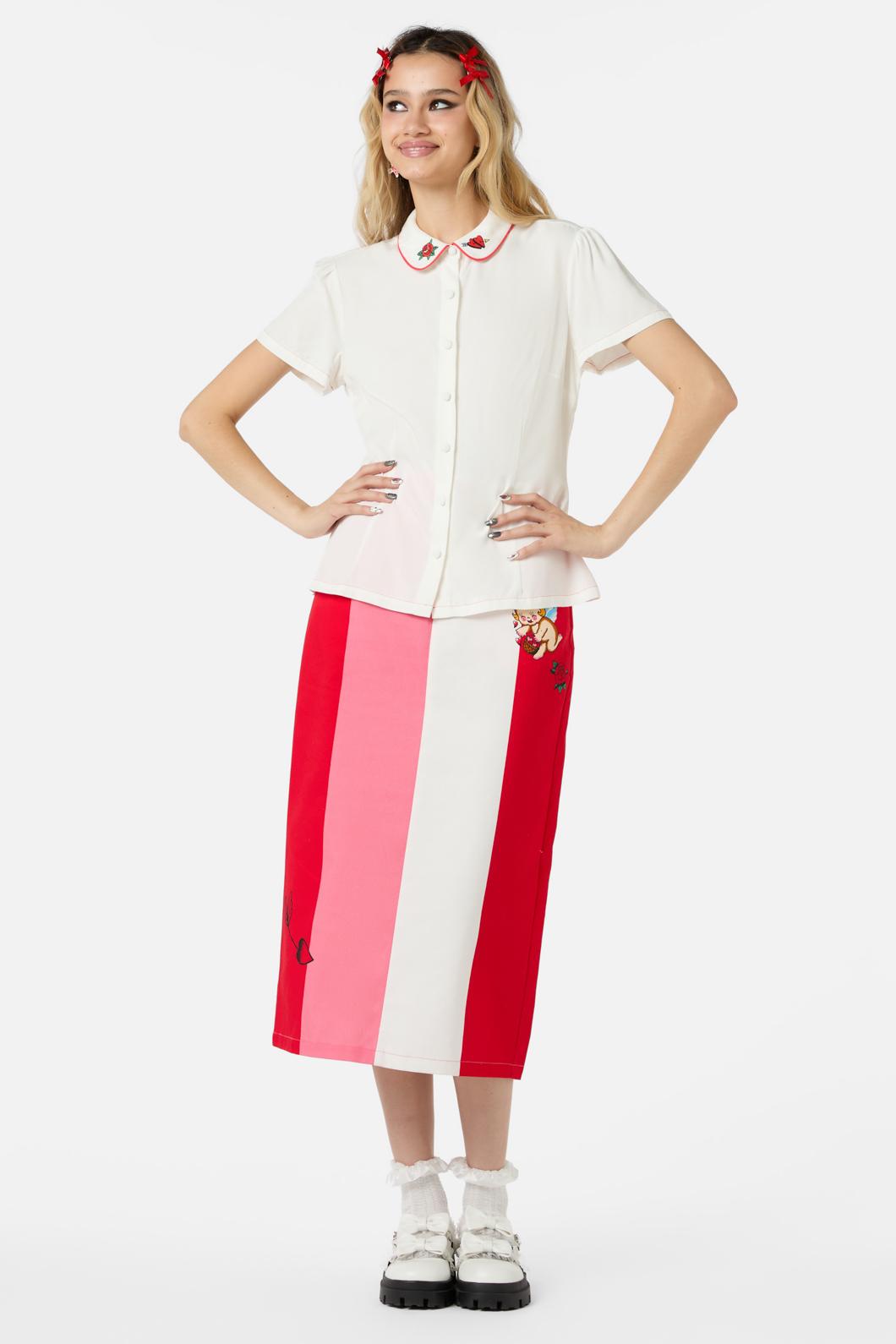 Dangerfield - Collar Embroidery Blouse - cream