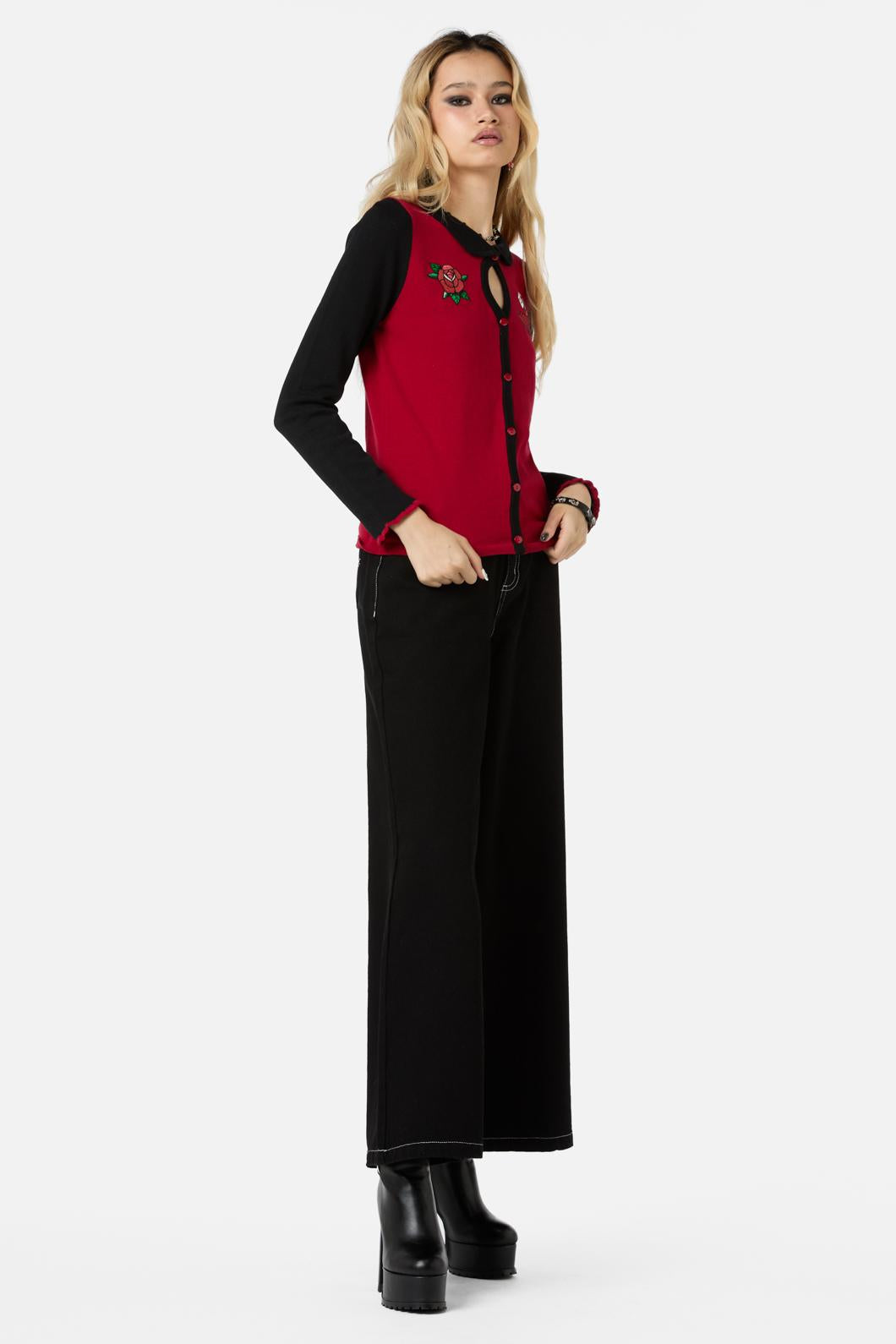 Dangerfield - Eros Contrast Cardi - red-black