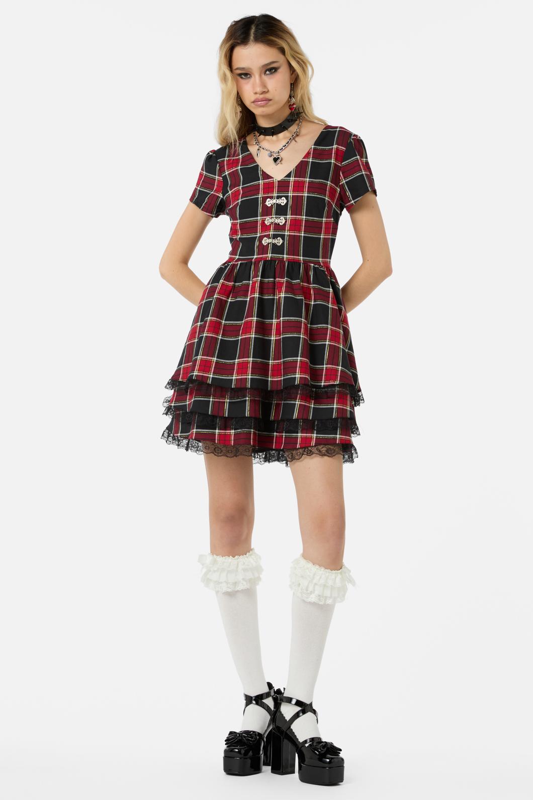 Dangerfield - Boundless Tartan Dress - red
